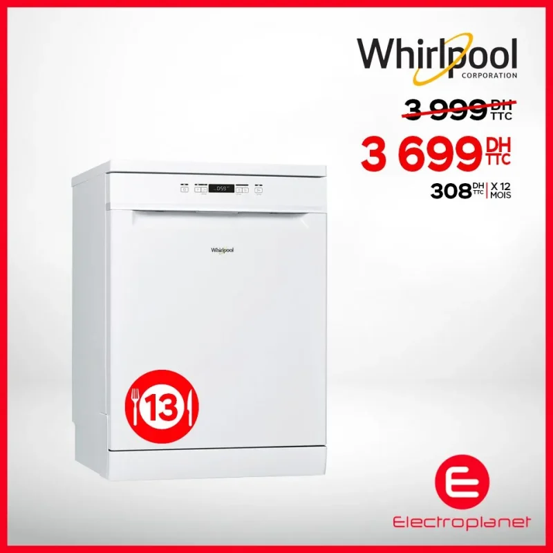Promo Electroplanet Lave-vaisselle Whirlpool 3699Dhs au lieu de 3999Dhs
