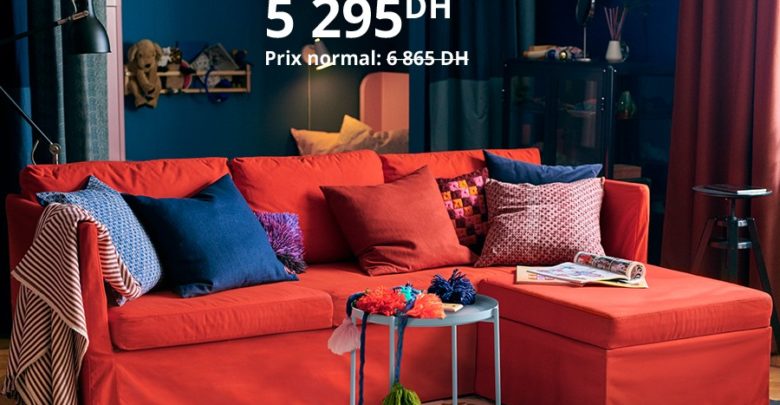 Soldes Ikea Maroc Canapé-lit d'angle BRATHULT 5295Dhs au lieu de 6865Dhs