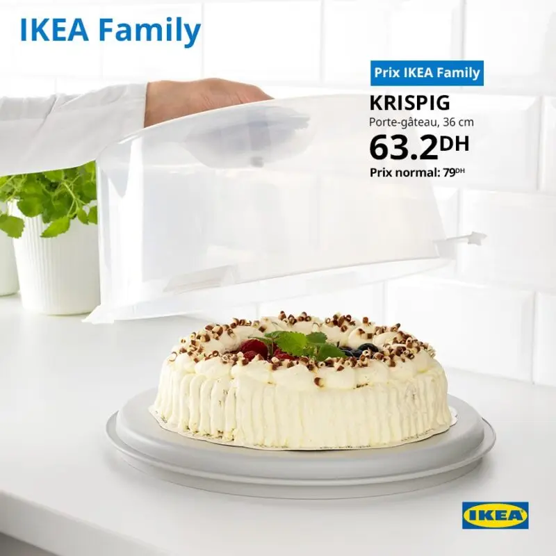 Promo Ikea Family Porte-gâteau KRISPIG 63Dhs au lieu de 79Dhs