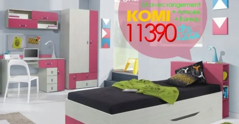 Promo Azura Home Chambre enfant complète KOMI 11390Dhs au lieu de 12026Dhs