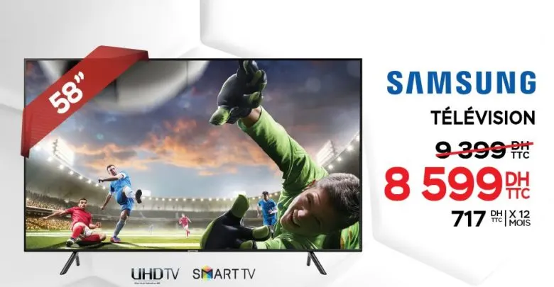 Promo Electroplanet Smart TV 4K 58° SAMSUNG 8599Dhs au lieu de 9399Dhs