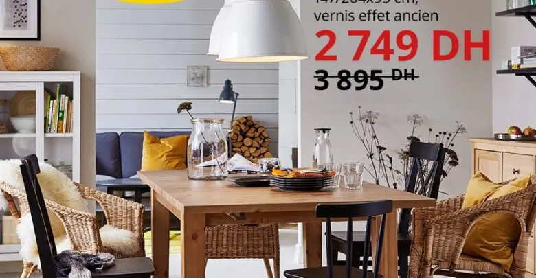 Promo Ikea Maroc Table extensible STORNAS 2749Dhs au lieu de 3895Dhs