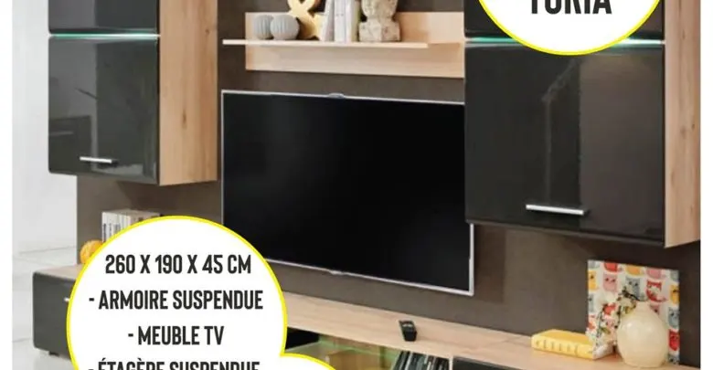 Soldes Azura Home Ensemble meuble TV TURIA 3990Dhs au lieu de 4790Dhs