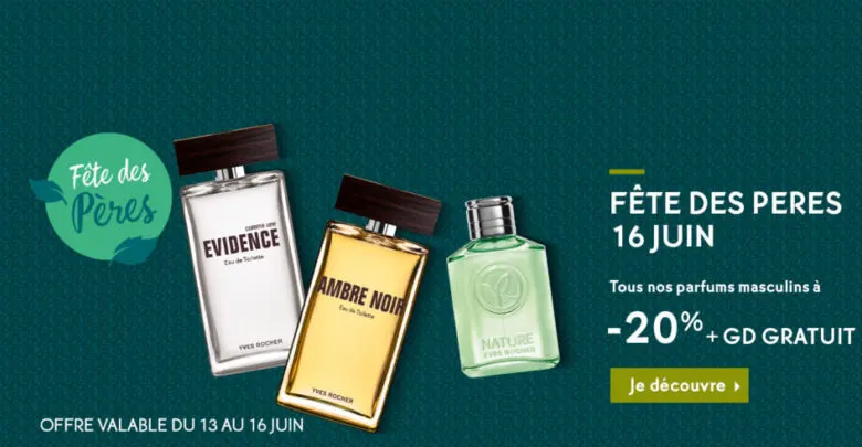 Promo Yves Rocher Maroc Fête des Pères -20% parfums masculin