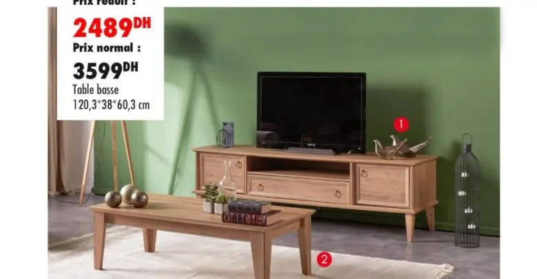 Promo Kaoba Ameublement Meuble TV + Table Basse DIANA 2489Dhs au lieu de 3599Dhs