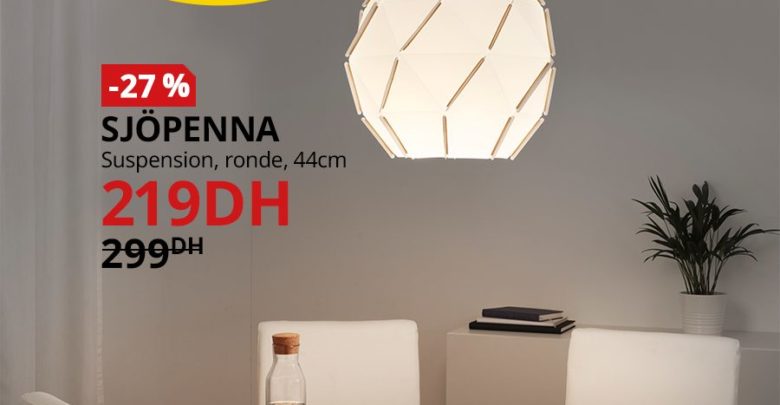 Soldes Ikea Maroc Suspension rond 44cm SJOPENNA 219Dhs au lieu de 299Dhs