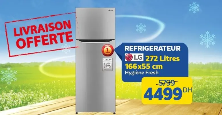 Promo Marjane Réfrigérateur LG 272L 4499Dhs au lieu de 5799Dhs
