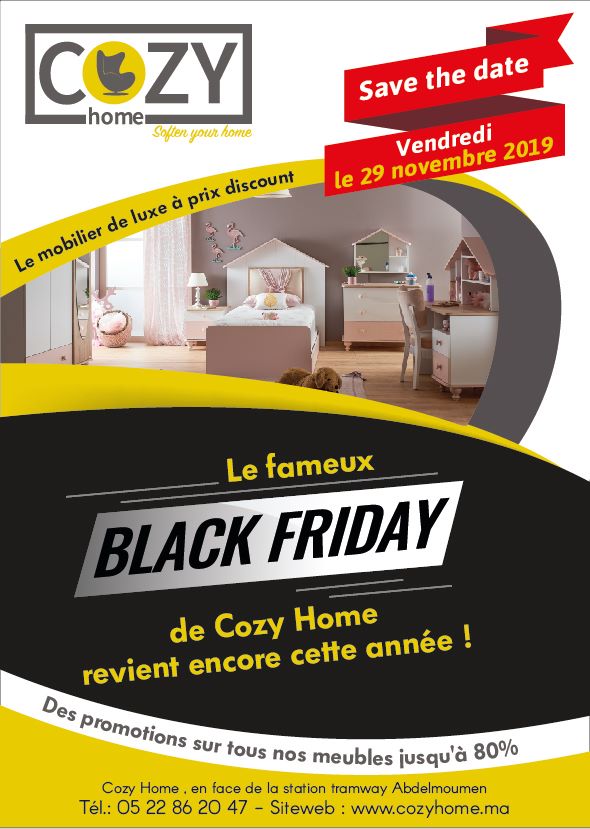 Annonce Black Friday Cozy Home le Vendredi 29 Novembre 2019