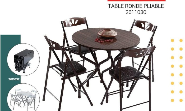 Nouveau chez Yatout Home Table ronde pliable + 4 chaises 1590Dhs