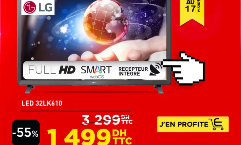 Red Fridays Electroplanet Smart TV LG 32° recepteur intégré 1499Dhs au lieu de 3299Dhs