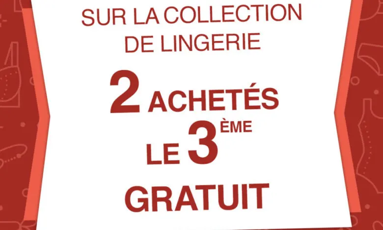 Soldes DeFacto Maroc 2 achetés le 3ème gratuit sur la collection de lingerie