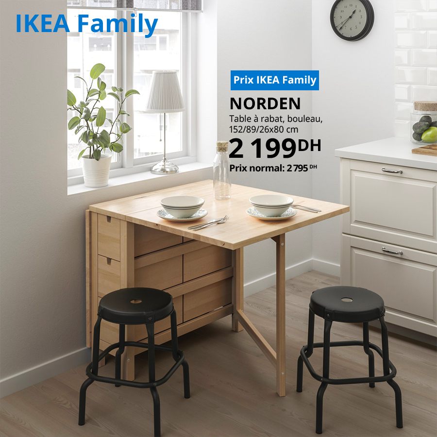 Soldes Ikea  Family Table    rabat NORDEN 2199Dhs au lieu de 