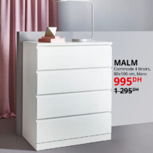 Soldes Ikea Maroc Commode 4 tiroirs blanc MALM 995Dhs au lieu de 1295Dhs