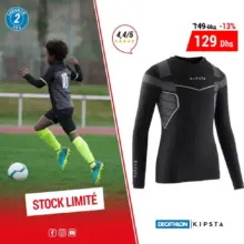 Promo Decathlon Sous-Vêtement Enfant Keepdry KIPSTA 500 Noir 129Dhs au lie de 149Dhs