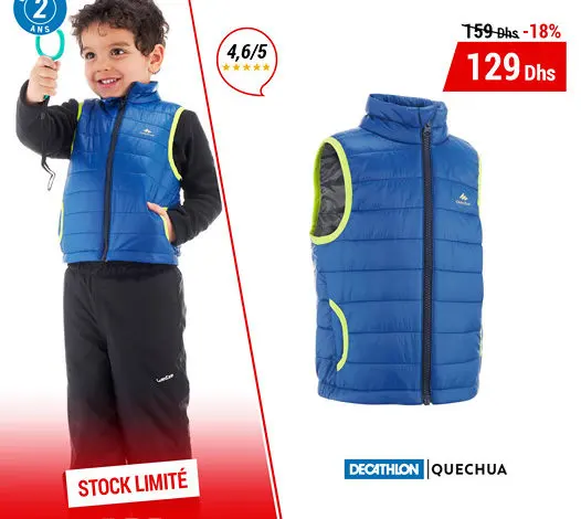 Soldes Decathlon Maroc Gilet demi-saison QUECHUA 129Dhs au lieu de 159Dhs