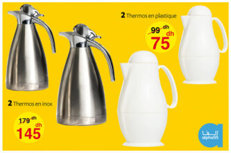 Soldes Alpha55 2 Thermos en plastique à 75Dhs au lieu de 99Dhs