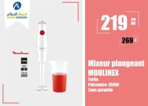 Promo Aswak Assalam Mixeur plongeant MOULINEX 219Dhs au lieu de 269Dhs