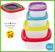 Soldes Alpha55 Set de 4 boîtes hermétique colorés 29Dhs au lieu de 35Dhs