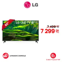 Promo Electroplanet TÉLÉVISEUR LED 4K Active HDR LG 7299Dhs au lieu de 7499Dhs