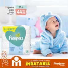 Soldes Marjane Set de 4 Lingettes PAMPERS QUATTRO 45Dhs au lieu de 62Dhs