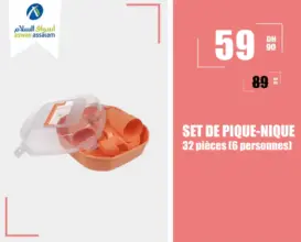 Soldes Aswak Assalam SET DE PIQUE-NIQUE 59Dhs au lieu de 89Dhs