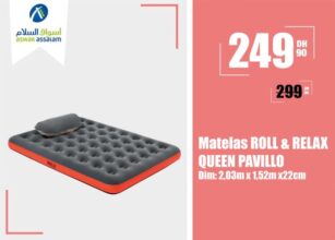Promo Aswak Assalam Matelas ROLL & RELAX QUEEN PAVILLO 249Dhs au lieu de 299Dhs