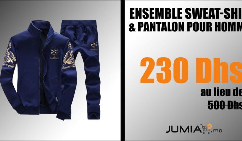 Promo Jumia Ensemble Sweat-Shirt & Pantalon pour Hommes 230Dhs au lieu de 500Dhs