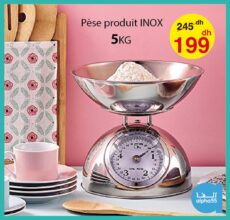 Promo Alpha55 Pèse produit en inox 5Kg 199Dhs au lieu de 245Dhs