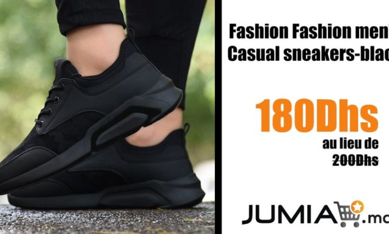 Promo Jumia Fashion Fashion men's casual sneakers-black 180Dhs au lieu de 200Dhs