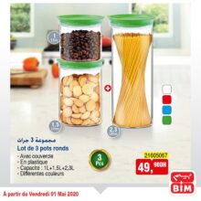 Offre déjà disponible chez Bim Maroc Lot de 3 pots ronds à 49Dhs