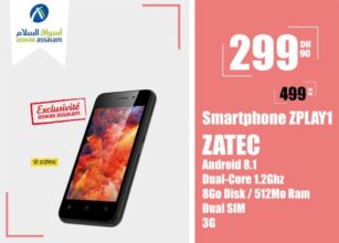 Soldes Aswak Assalam Smartphone ZPLAY1 ZATEC 299.95Dhs au lieu de 499.95Dhs