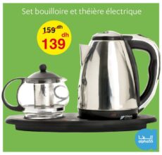 Promo Alpha55 Set Bouilloire et théière électrique 139Dhs au lieu de 159Dhs