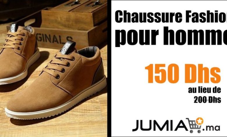 Promo Jumia Chaussure Fashion pour homme 150Dhs au lieu de 200Dhs