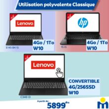 Offre Spéciale Marjane Utilisation Polyvalente classique PC Portable à partir de 5899Dhs