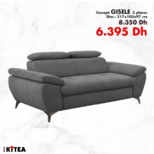 Promo kitea Canapé GISELE 3 places 6395Dhs au lieu de 8350Dhs