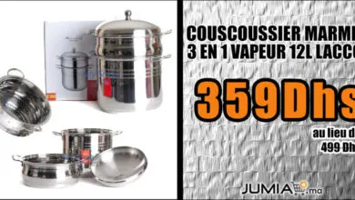 Promo Jumia Couscoussier Marmite 3 en 1 Vapeur 12L Laccor 359Dhs au lieu de 499Dhs