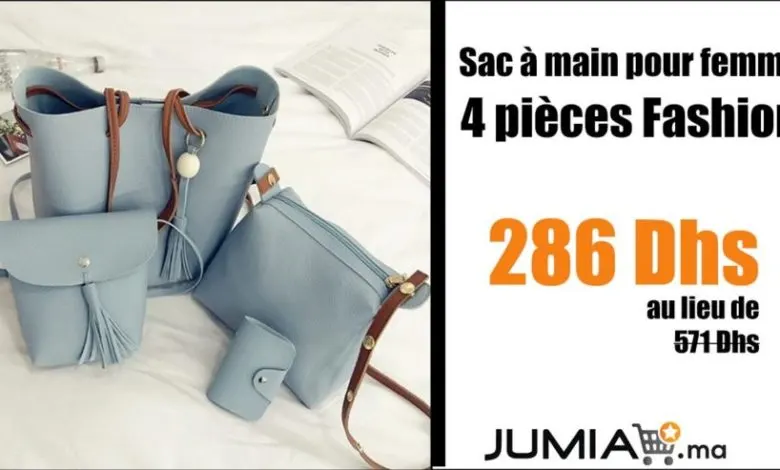 Promo Jumia Sac à main pour femme 4 pièces Fashion 286Dhs au lieu de 571Dhs