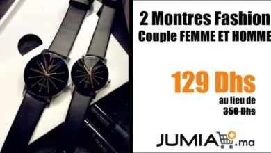 Promo Jumia 2 Montres Fashion Couple FEMME ET HOMME 129Dhs au lieu de 350Dhs