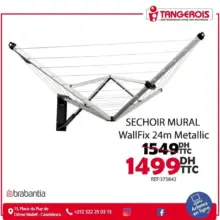 Promo Tangerois Electro Séchoir Mural WALLFIX 24m Métallique 1499Dhs au lieu de 1549Dhs