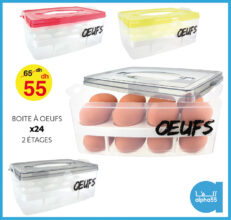 Soldes Alpha55 Boite à Oeufs x24 2 étages 55Dhs au lieu de 65Dhs