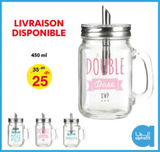 Soldes chez Alpha55 Meugue en verre avec paille 25Dhs au lieu de 35Dhs