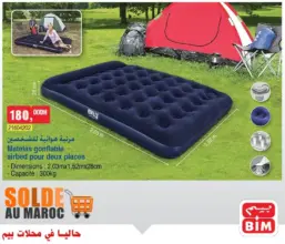 Offre Déjà Disponible chez Bim Maroc Matelas gonflable 2 places 180Dhs