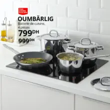 Soldes Ikea Maroc Batterie de cuisine 4 pièces OUMBÄRLIG 799Dhs au lieu de 999Dhs