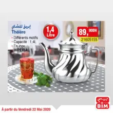 Offre déjà disponible chez Bim Maroc Théière 1.4L différents motifs à 89.90Dhs