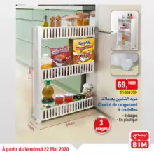 Offre Déjà disponible chez Bim Maroc Chariot de rangement à roulettes à 69.90Dhs