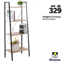 Soldes Marjane Étagères 3 Niveaux à 329Dhs au lieu de 399Dhs