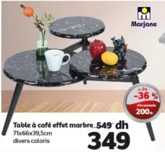 Soldes Marjane Table à café effet marbre 349Dhs au lieu de 549Dhs