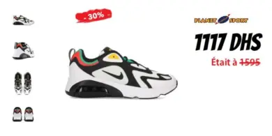 Soldes Planet Sport AIR MAX 200 BLK/WHT 1117Dhs Était à 1595Dhs