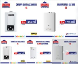 Large Collection chez Bricoma de Chauffe-eau à gaz divers Marques et Capacité