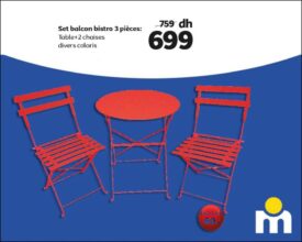 Soldes Marjane Set Balcon BISTRO 3 pièces 699Dhs au lieu de 759Dhs
